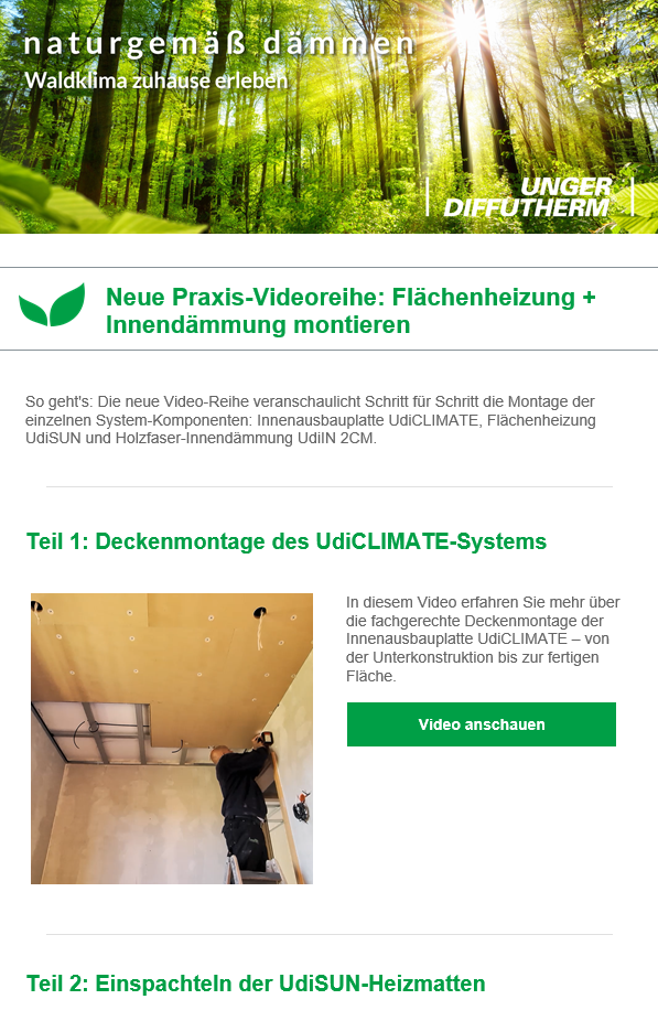 Vorschaubild des Februar-Newsletters von UdiDämmsysteme zu neuen Montage-Videos