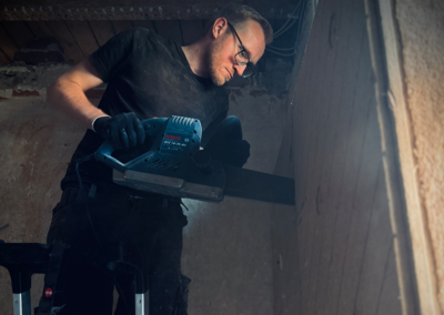 Laibungsschnitt der Holzfaser-Innendämmung UdiIN RECO