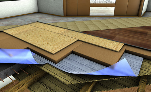 Grafische Darstellung des Aufbaus von UdiStep von UdiDämmsysteme beim Innenausbau (Holzfaserdämmung)