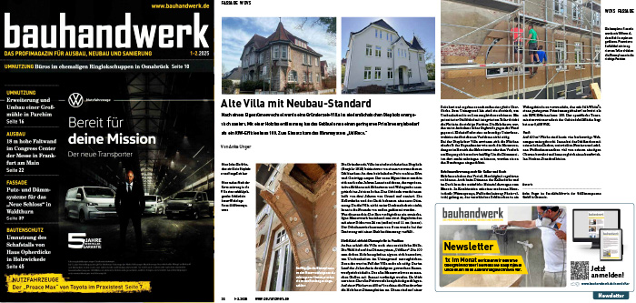 Bild vom Titelbild bauhandwerk und Pressebericht über Udi Alte Villa mit Neubau-Standard