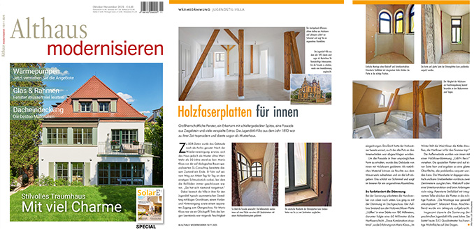 Bild vom Titelbild Althaus modernisieren und Pressebericht über Udi Holzfaserplatten für innen