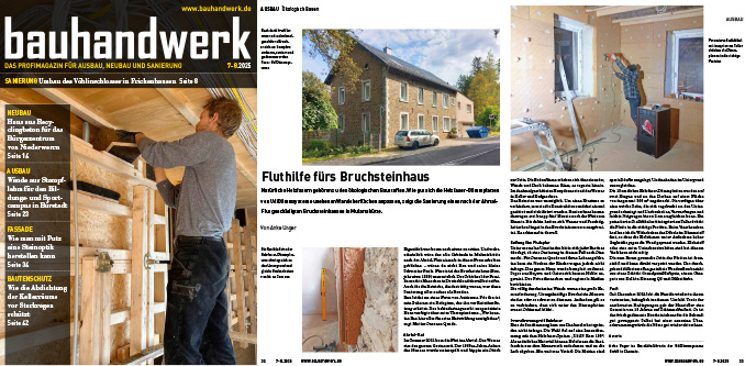 Bild vom Titelbild bauhandwerk und Pressebericht über Udi Fluthilfe fürs Bruchsteinhaus